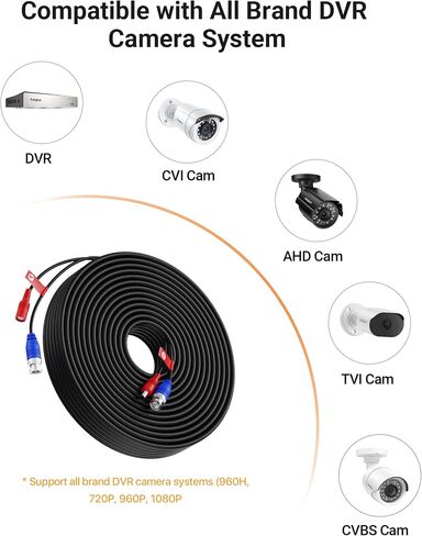 Anlapus 1080P HD Hybrid 4-in-1 Security Camera Add-On Kit, Includes Outdoor Bullet Camera with Night Vision & IP66 Weatherproof + 60ft BNC Video Power Cable + DC 12V 2A Adapter for Analog DVR System. in Saudi Arabia
