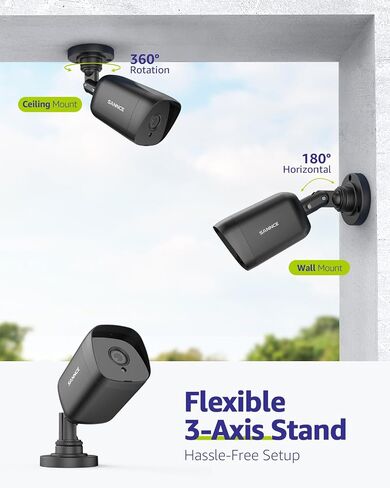 SANNCE FHD 1080p 2MP Wired Home Security Camera with EXIR 100ft Night Vision, IP66 Waterproof Surveillance Bullet Cameras for Outdoor Indoor Video Home CCTV Camera (Black) in Saudi Arabia