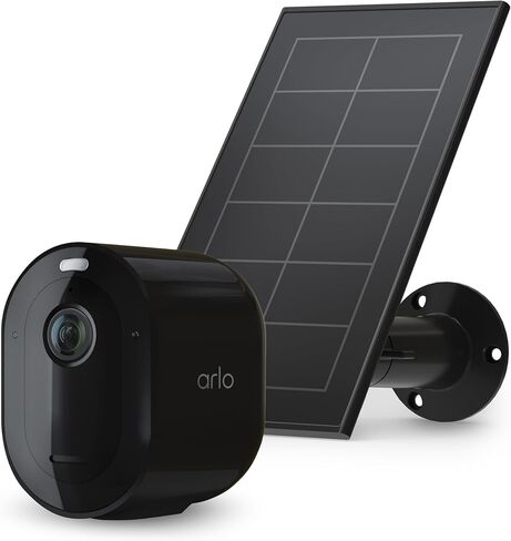 Arlo Pro 5S Spotlight Security Camera 2K HDR with Solar Panel Bundle | Outdoor | Wireless with Spotlight | Dual-Band Wi-Fi | 12X Zoom, Color Night Vision | Battery gets Charged with Solar Panel, Black in Saudi Arabia
