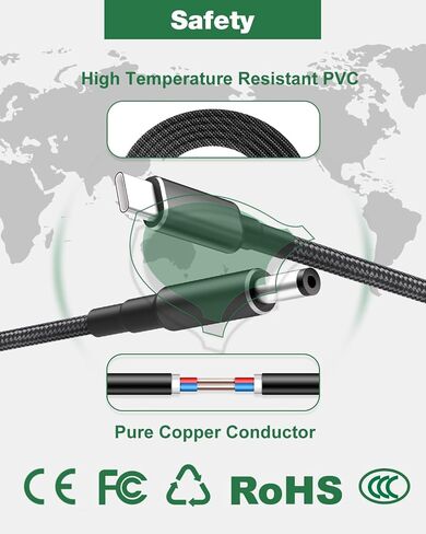 USB C to DC 【5.5mm x 2.1mm Barrel Plug】 Power Cable in Saudi Arabia