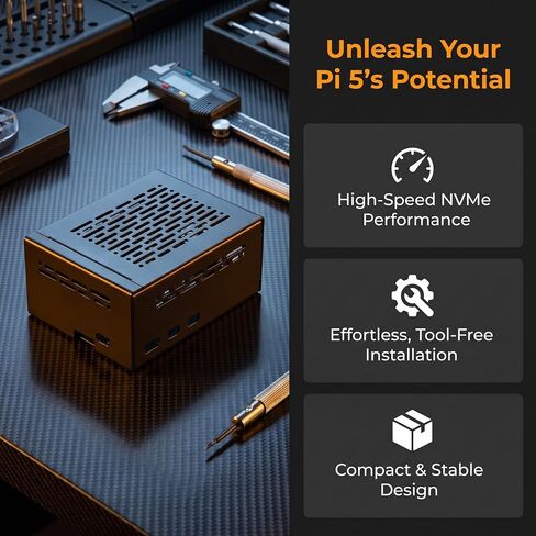 Pi 5 M2 Nvme SSD Enclosure with Iron Shell for Compact Setup in Saudi Arabia