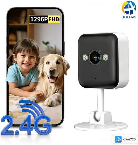 JOOAN Compact Cube Security Camera 1296P FHD with IPX6 Waterproof, Dual Fill Light, Full-Color Night Vision, Smart Motion Detection for Baby Pet Home Monitoring in Kuwait