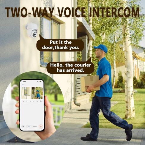 Outdoor Security Camera 355° Pan 90° Tilt Dual Light Full-Color Night Vision 2.4G WiFi Home Surveillance with Two-Way Audio & Infrared Vision, Compatible with 911 Center, Instavision APP in Kuwait
