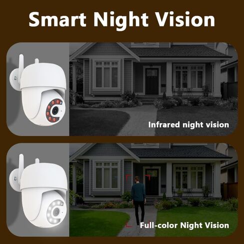 Outdoor Security Camera 355° Pan 90° Tilt Dual Light Full-Color Night Vision 2.4G WiFi Home Surveillance with Two-Way Audio & Infrared Vision, Compatible with 911 Center, Instavision APP in Kuwait