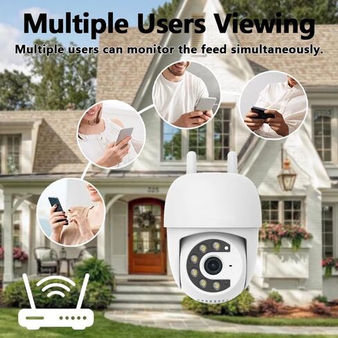 Outdoor Security Camera 355° Pan 90° Tilt Dual Light Full-Color Night Vision 2.4G WiFi Home Surveillance with Two-Way Audio & Infrared Vision, Compatible with 911 Center, Instavision APP in Kuwait