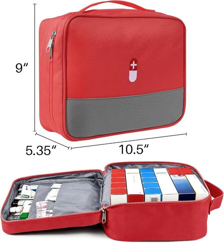 First Aid Bag Empty Medicine Bag Portable Medical Supplies Organizer Bag for Home Traveling Outdoor Hiking Camping Backpacking Red in Kuwait