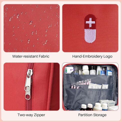 First Aid Bag Empty Medicine Bag Portable Medical Supplies Organizer Bag for Home Traveling Outdoor Hiking Camping Backpacking Red in Kuwait
