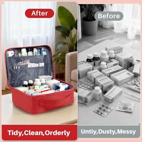 First Aid Bag Empty Medicine Bag Portable Medical Supplies Organizer Bag for Home Traveling Outdoor Hiking Camping Backpacking Red in Kuwait