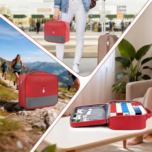 First Aid Bag Empty Medicine Bag Portable Medical Supplies Organizer Bag for Home Traveling Outdoor Hiking Camping Backpacking Red in Kuwait