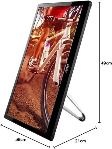 AOC e1659Fwu 15.6-Inch Ultra Slim 1366x768 Res 200 cd/m2 Brightness USB 3.0-Powered Portable LED Monitor w/ Case Black in Kuwait
