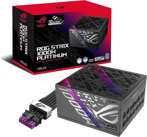 ASUS ROG Strix 1000W Platinum (80 Plus and Cybenetics Platinum, Fully Modular ATX, ATX 3.1, PCIe 5.1, GaN MOSFET, GPU-First IVS, ROG Equalizer 12V-2x6 GPU Power Cable, 10-Year Warranty) in Kuwait