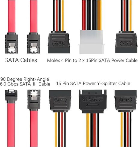 RLECS Dual SSD/HDD Metal Mounting Bracket with Screwdriver/Screws/SATA Power Cable/Data Cable Set in Kuwait