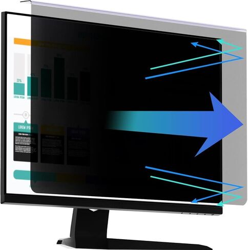 Hanging Type Design - Computer Privacy Screen Filter for 24 inch 16:9 Widescreen Display, Reduce Glare & Blue Light Blocking Privacy Security Panel in Kuwait