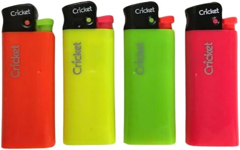 Generic 4 Mini Cricket Neon Fluorescent Colors Lighters Assorted Colors Made in Holland in Kuwait