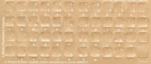 Latvian Keyboard Stickers - Labels - Overlays with White Characters for Black Computer Keyboard in Kuwait