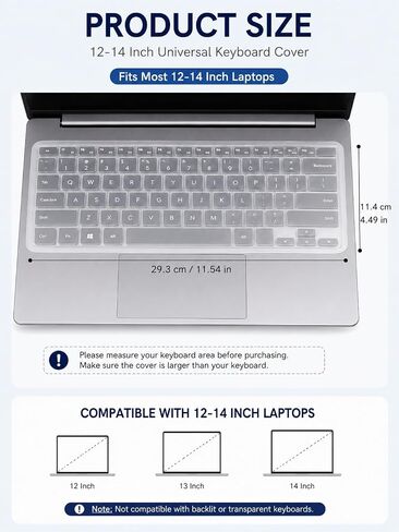 Computer Keyboard Cover Silicone Protector for 12-14 Inch Laptop Transparent Dust Guard Flexible Overlay in Kuwait