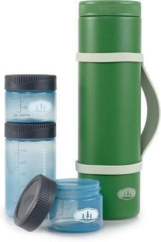 GSI Outdoors Glacier Insulated Travel Stack, 4 Piece Vacuum Insulated Stainless Steel Sleeve & Food Containers Set for Travel, Hiking & Camping in Kuwait