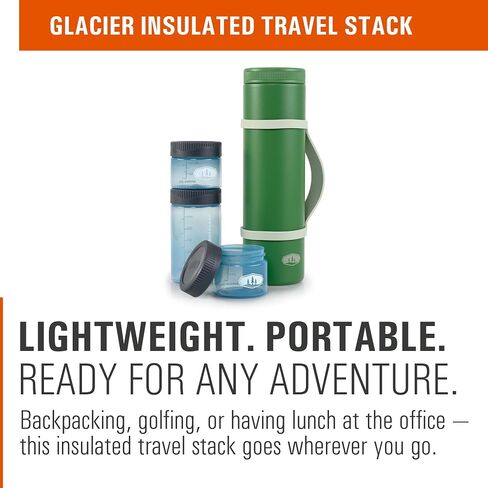 GSI Outdoors Glacier Insulated Travel Stack, 4 Piece Vacuum Insulated Stainless Steel Sleeve & Food Containers Set for Travel, Hiking & Camping in Kuwait