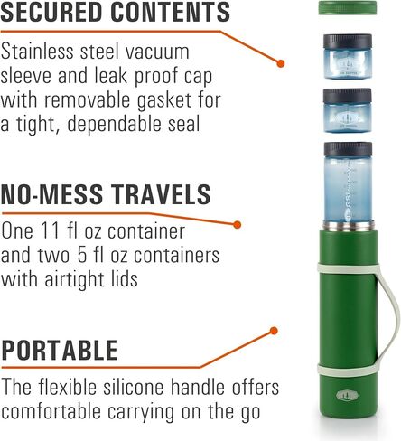 GSI Outdoors Glacier Insulated Travel Stack, 4 Piece Vacuum Insulated Stainless Steel Sleeve & Food Containers Set for Travel, Hiking & Camping in Kuwait