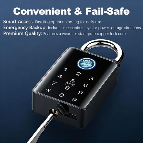 Heavy Duty Fingerprint Padlock with Key, Outdoor Smart Padlock with Code Keypad, Smart Combination Gate Lock for Outdoor Fence, Gate, Storage Unit, Tuya App, Waterproof (10 mm Shackle) in Kuwait