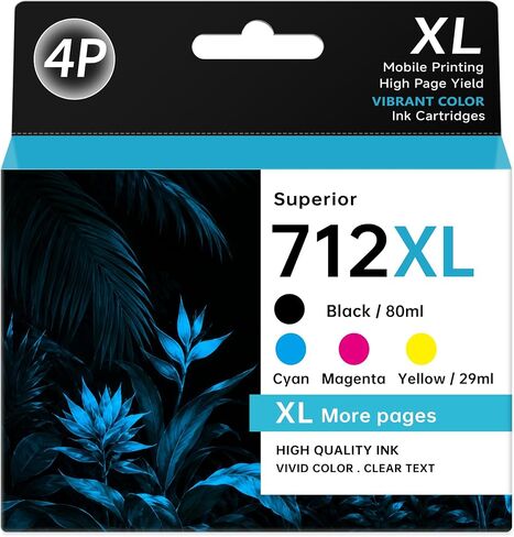 712XL 712 Ink Cartridge 4Pack High Yield Compatible with HP DesignJet T210 in Kuwait