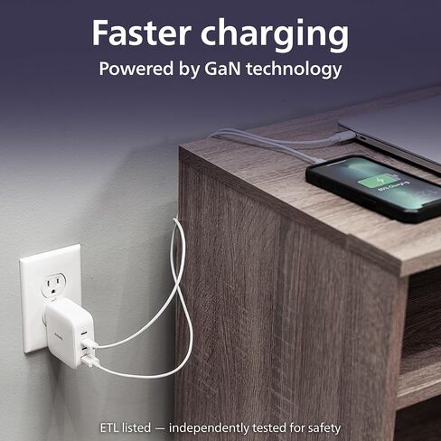 Philips USB C Fast Charger, 100W, 4-Ports, 3 USB-C, 1 USB-A, Foldable Plug in Kuwait