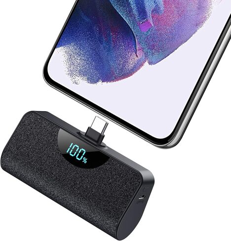 Mini Portable Charger USB-C Power Bank 5200mAh,Ultra Compact LCD Display Battery Pack Backup Charger Compatible with iPhone 17/17 Air/17 Pro/17 Pro Max/16/16 Plus/16 Pro/15 Series,Galaxy,Android etc in Kuwait