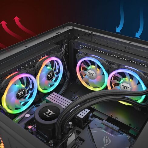Thermaltake SWAFAN 14 RGB Radiator Fan TT Premium Edition 3 Pack, Swappable Fan Blade Design, Customizable air Flow Direction, 2000 RPM, CL-F138-PL14SW-A in Kuwait