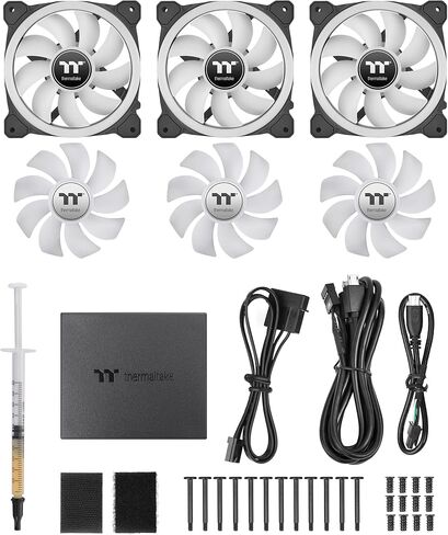 Thermaltake SWAFAN 14 RGB Radiator Fan TT Premium Edition 3 Pack, Swappable Fan Blade Design, Customizable air Flow Direction, 2000 RPM, CL-F138-PL14SW-A in Kuwait