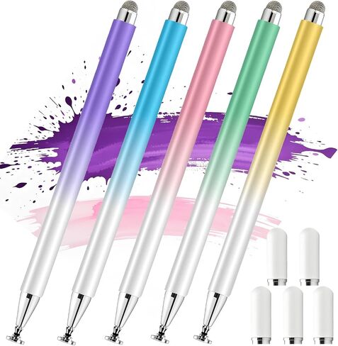 Stylus Pen for Touchscreen (5 Pack), with Magnetic Pen Cap, 2 in 1 High Precision Stylus Pen for iPad/iPhone/Nintendo Switch/Samsung/Android Smartphone and Tablets, Compatible with All Touch Screen in Kuwait