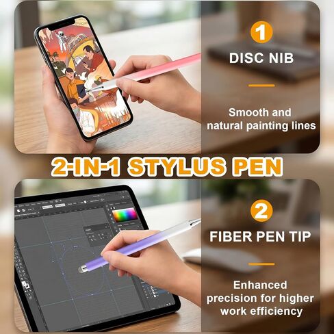 Stylus Pen for Touchscreen (5 Pack), with Magnetic Pen Cap, 2 in 1 High Precision Stylus Pen for iPad/iPhone/Nintendo Switch/Samsung/Android Smartphone and Tablets, Compatible with All Touch Screen in Kuwait