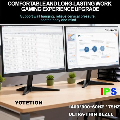 19.5inch IPS Monitor Without Audion Professional HD (1440 x 900), 60Hz Refresh Rate, Visual Protection Technology, Blue Light Filter and Flicker-Free Technology HDMI and VGA Ports in Kuwait