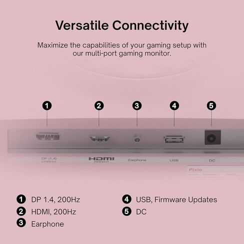 Pixio PX248 Wave Pink 24" 200Hz 1080p Fast IPS Panel 1ms GTG Gaming Monitor with Pink HDMI 2.1 Cable Ultra Certified Ultra High Speed 6FT 8K 60Hz 4K 120Hz Nylon Braided in Kuwait