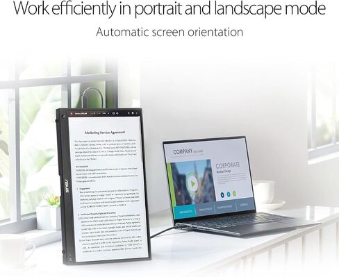 ASUS ZenScreen 15.6" 1080P Portable USB-C Monitor (MB16AHG) - Full HD, IPS, 144Hz, Mini-HDMI, Freesync Premium™, Ergo Kickstand, Eye Care, Blue Light Filter, Tripod Mountable, Protective Sleeve in Kuwait