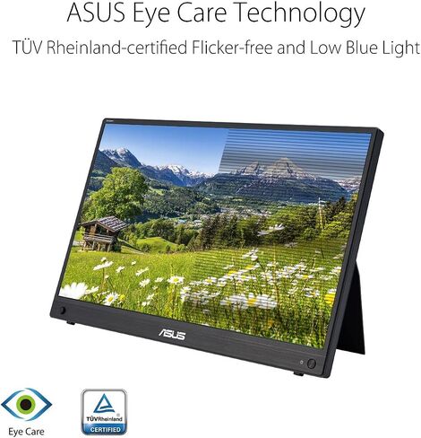 ASUS ZenScreen 15.6" 1080P Portable USB-C Monitor (MB16AHG) - Full HD, IPS, 144Hz, Mini-HDMI, Freesync Premium™, Ergo Kickstand, Eye Care, Blue Light Filter, Tripod Mountable, Protective Sleeve in Kuwait