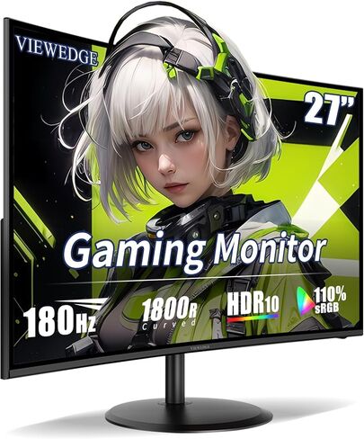 Viewedge 27 inch Curved Gaming Monitor 180Hz 1ms 1080p Computer Monitor in Kuwait