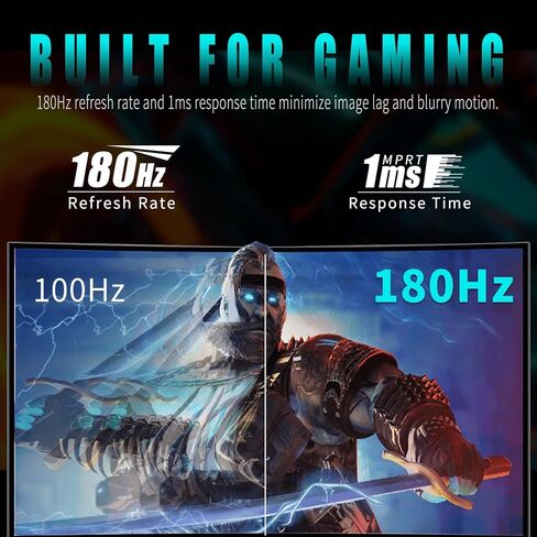 Viewedge 27 inch Curved Gaming Monitor 180Hz 1ms 1080p Computer Monitor in Kuwait