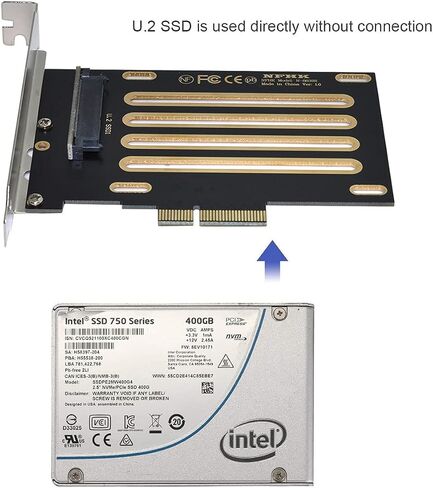 Cablecc PCI-E 3.0 x4 Lane to U.2 U2 Kit SFF-8639 Host Adapter for Intel Motherboard & 750 NVMe PCIe SSD Black in Kuwait