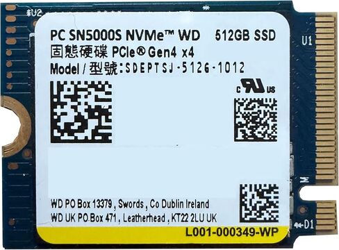 WD PC SN5000S SSD 512GB M.2 2230 30mm NVMe PCIe 4.0 Gen4 x4 Series Solid State Drive for PS5 Dell HP Lenovo Ultrabook Surface Pro Steam Deck in Saudi Arabia