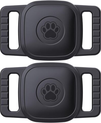 DDJ 2 Pack Dog Collar Holder Case for UGREEN FineTrack Tracker Tags, Waterproof & Anti-Lost, Durable Silicone Case for UGREEN Tags for Cat & Pet Collars, Lightweight, Easy to Install, Black in Kuwait