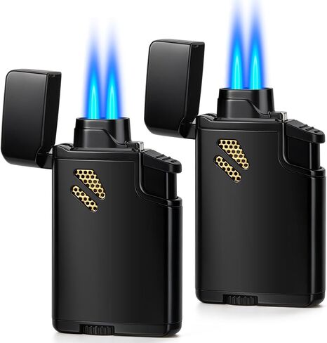 Torch Lighter 2 Pack Windproof Dual Jet Flame Refillable Butane Lighters in Kuwait