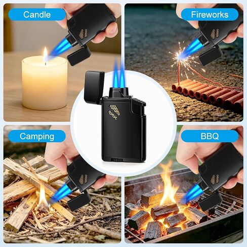 Torch Lighter 2 Pack Windproof Dual Jet Flame Refillable Butane Lighters in Kuwait
