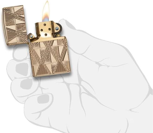 Zippo Luxury Diamond Design Pocket Lighter, Brass, One Size in Kuwait