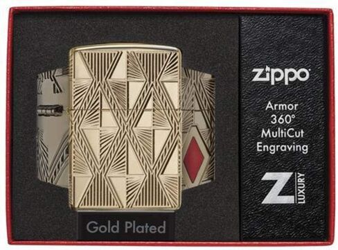 Zippo Luxury Diamond Design Pocket Lighter, Brass, One Size in Kuwait