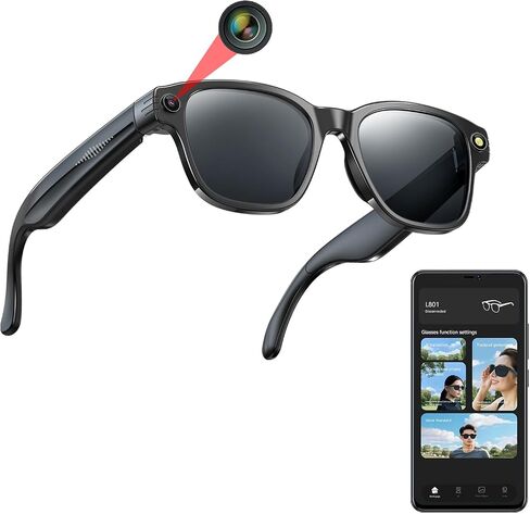 AI Smart Glasses with 8MP Camera, 1080P HD Video Recording, Real-Time Translation, Voice Assistant, Open-Ear Bluetooth Audio, Photo & Video Capture, Light-Sensitive Lenses in Kuwait