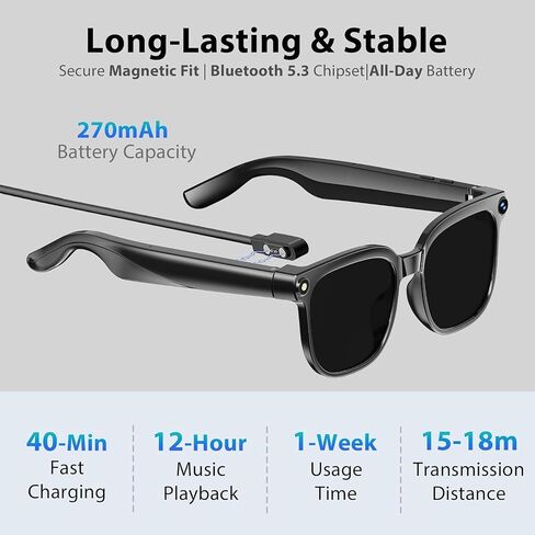 AI Smart Glasses with 8MP Camera, 1080P HD Video Recording, Real-Time Translation, Voice Assistant, Open-Ear Bluetooth Audio, Photo & Video Capture, Light-Sensitive Lenses in Kuwait