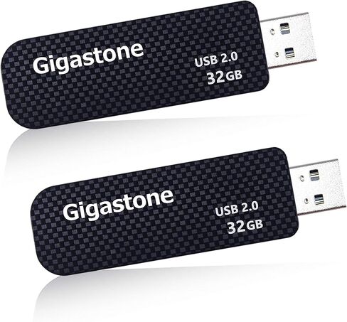 GIGASTONE V30 32GB USB 2.0 Flash Drive 2-Pack, Capless Retractable Design Pen Drive, Carbon Fiber Style, Reliable Performance & Durable in Kuwait
