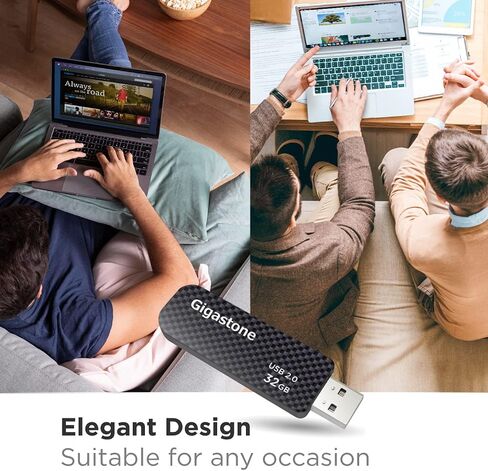 GIGASTONE V30 32GB USB 2.0 Flash Drive 2-Pack, Capless Retractable Design Pen Drive, Carbon Fiber Style, Reliable Performance & Durable in Kuwait