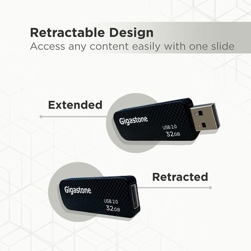 GIGASTONE V30 32GB USB 2.0 Flash Drive 2-Pack, Capless Retractable Design Pen Drive, Carbon Fiber Style, Reliable Performance & Durable in Kuwait