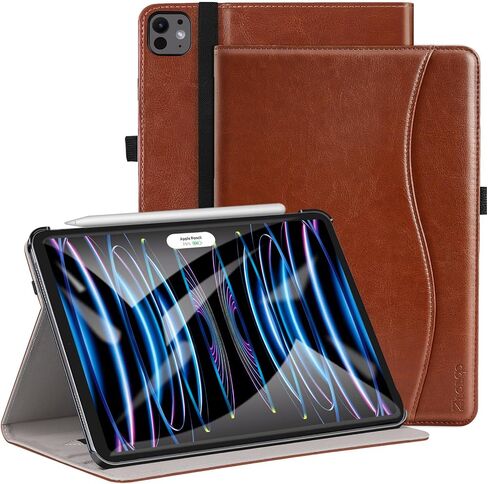 ZtotopCases for iPad Pro 12.9 6th/5th/4th/3rd Generation Case 2022/2021/2020/2018, Premium PU Leather Folio Cover, Auto Wake/Sleep, Multi Viewing Angles, Supports Pencil Pro and Touch ID, Brown in Kuwait